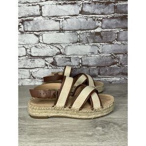 Madewell Julie Beige Brown Espadrille Slingback Strap Sandals Women 7.5M US/38EU